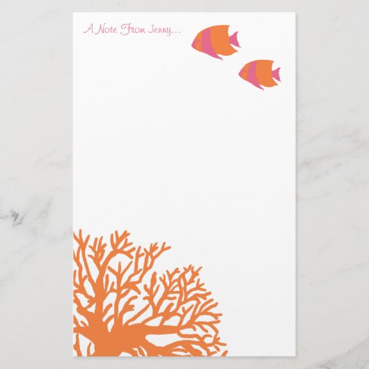 Papeterie Poisson-ange tropical orange et rose (Devant)