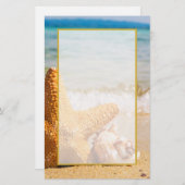 Papeterie Poisson étoilé et coquillages sur la plage (Devant / Derrière)