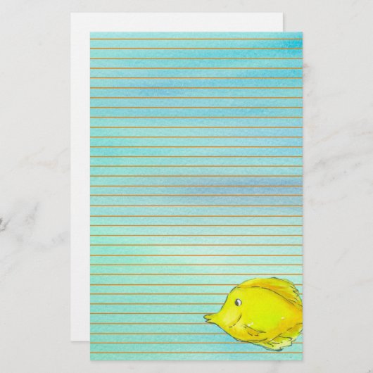 Papeterie Poisson Tropical Jaune Tang Orange Linked (Devant / Derrière)