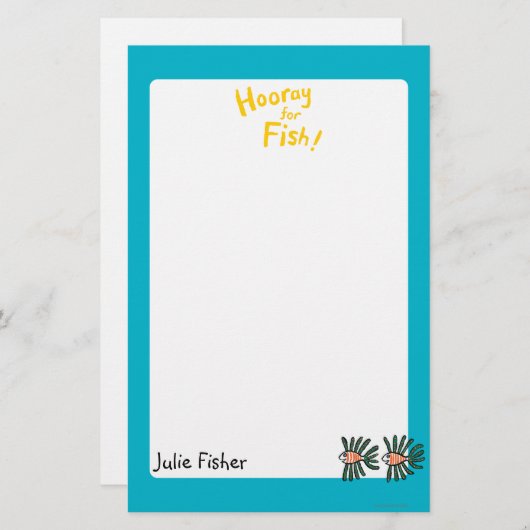 Papeterie Poissons jumeaux verts et oranges d'aileron (Devant / Derrière)