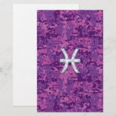 Papeterie Poissons Zodiac sur Camouflage numérique rose Fuch (Devant / Derrière)