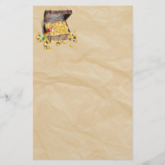 Papeterie Poitrine au trésor de pirate sur papier à crinet (Devant)