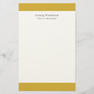 Papeterie Police Serif Simple Professionnel Plain Or Blanc
