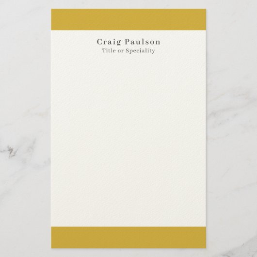 Papeterie Police Serif Simple Professionnel Plain Or Blanc (Devant)