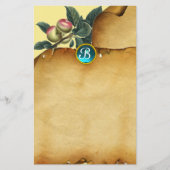 Papeterie POMME BRANCHE, Parchemin Blue Gemstone Monogramme (Devant)