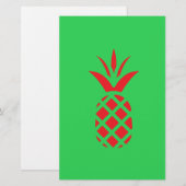 Papeterie Pomme de pin rouge en vert (Devant / Derrière)