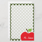 Papeterie Pomme sur la mousse foncée Pois verts (Devant / Derrière)