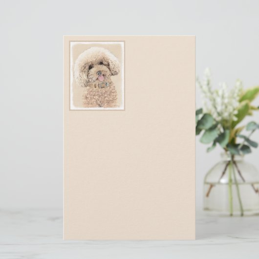 Papeterie Poodle Miniature Toy Apricot Crème Chien Brown Art (Debout devant)