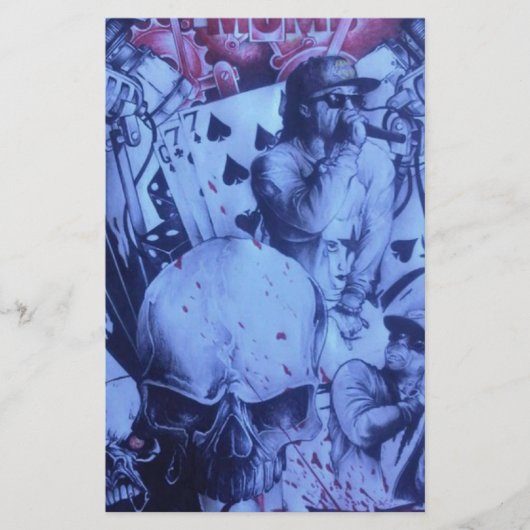 Papeterie Pop Musicians Blue Purple Art Imprimer (Devant)