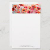 Papeterie Poppies d'aquarelle rouge dans un champ (Devant / Derrière)