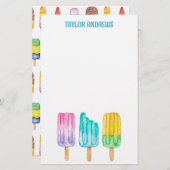 Papeterie Popsicles d'aquarelle (Devant / Derrière)