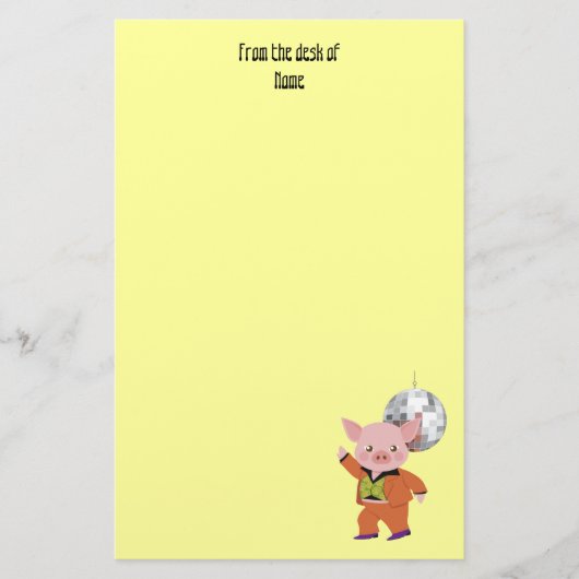 Papeterie Porc de disco avec la boule de disco (Devant)