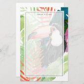 Papeterie Portrait du Toucan avec Feuilles tropicaux (Devant / Derrière)