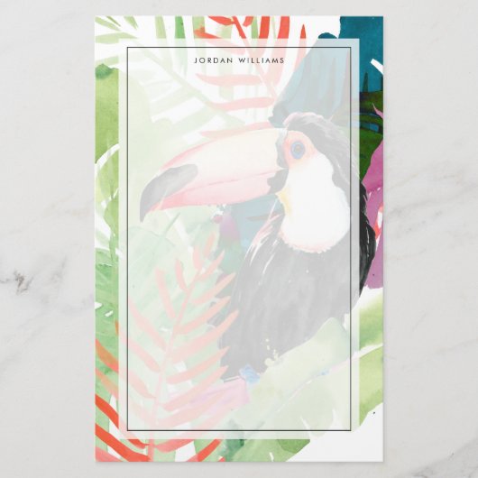 Papeterie Portrait du Toucan avec Feuilles tropicaux (Devant)