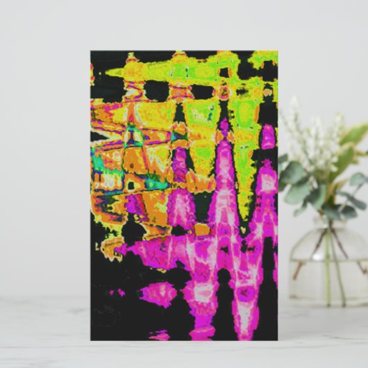 Papeterie Poster d'art Abstrait Neon Glitch Imprimer (Debout devant)
