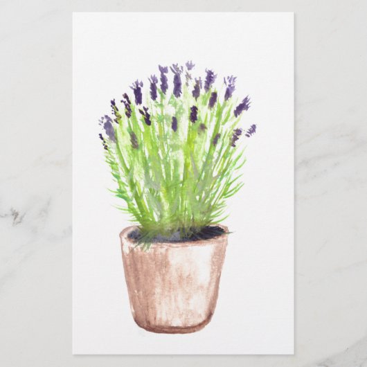 Papeterie Pot herbacée lavande plante aquarelle florale viol (Devant)