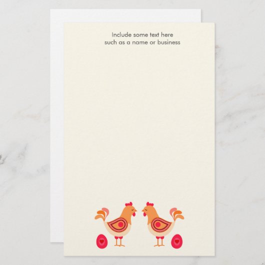 Papeterie Poulets OEufs Vide Papier personnel (Devant / Derrière)