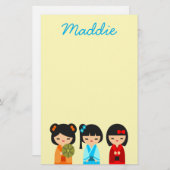 Papeterie Poupées japonaises Cute Kokeshi (Devant / Derrière)