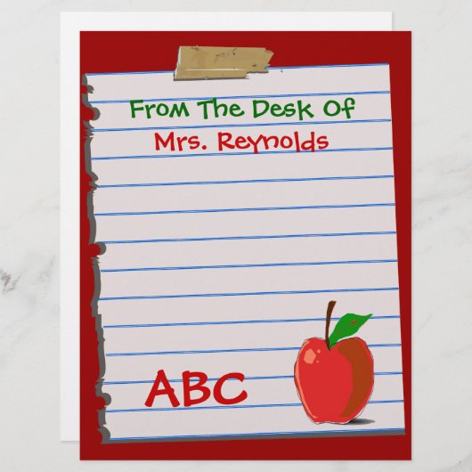 Papeterie pour enseignant (Devant / Derrière)