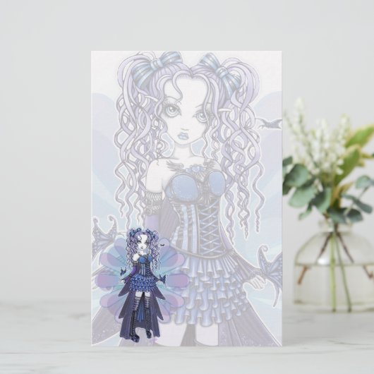 Papeterie pourpre de fée de papillon de tatouage (Debout devant)