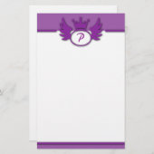 Papeterie pourpre de monogramme de conception (Devant / Derrière)