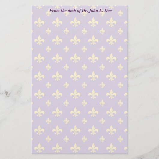 Papeterie Pourpre et or Fleur de lis Stationery (Devant)