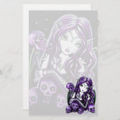 Papeterie pourpre gothique de féerie de crâne de (Devant / Derrière)