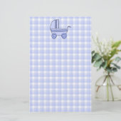 Papeterie Poussette de bébé. Bleu-clair sur le modèle de (Debout devant)