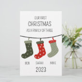 Papeterie Premier Noël en famille de trois (Debout devant)