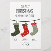 Papeterie Premier Noël en famille de trois (Devant)