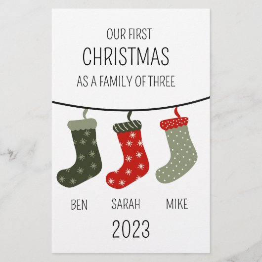Papeterie Premier Noël en famille de trois (Devant)