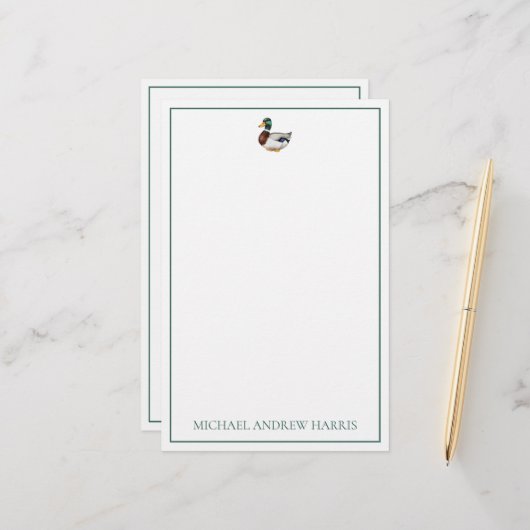 Papeterie Preppy Mallard Duck Personnalisé (Devant/Arrière en situation)