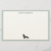 Papeterie Preppy Sage Green Stripe Dachshund (Devant)