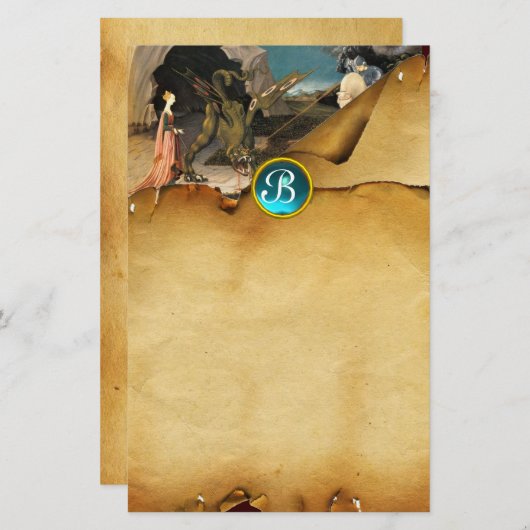 Papeterie PRINCESSE ST GEORGE ET DRAGON, monogramme de (Devant / Derrière)