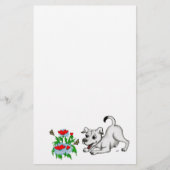 Papeterie Printemps Éveil, Chiot avec Fleurs et Papillon (Devant)