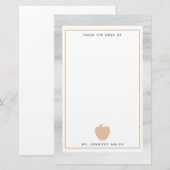 Papeterie Professeur gris d'Apple de pêche d'aquarelle (Devant / Derrière)