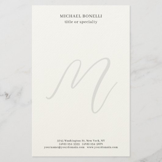 Papeterie Professionnel Plain Moderne Minimaliste Monogrammé (Devant)
