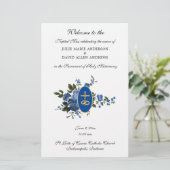 Papeterie Programme de mariage catholique élégant bleu Pape (Debout devant)
