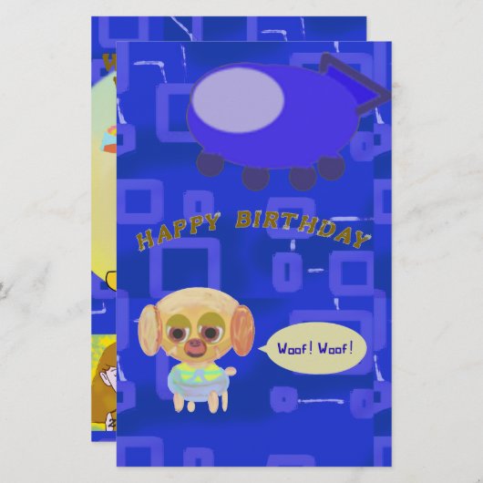 Papeterie Puppy Spacship Chef Ducky Kazoo Joyeux Anniversair (Devant / Derrière)