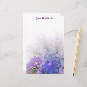 Papeterie Purple Blue Lacy Abstraite Fleur personnalisée