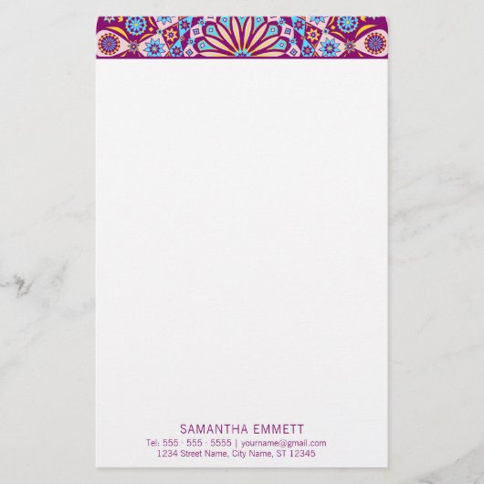 Papeterie Purple Mandala Professional Moderne Papier (Devant)