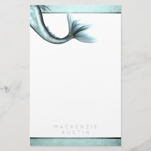 Papeterie Queue Mermaid Luxe | Seafoam Mint Green Aqua Custo (Devant)