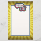 Papeterie Quiz Nuit Trivia Party Jaune Sunburst (Devant)