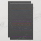 Papeterie Rainbow Lines Nom personnalisé Grey Water Drop Art (Devant / Derrière)