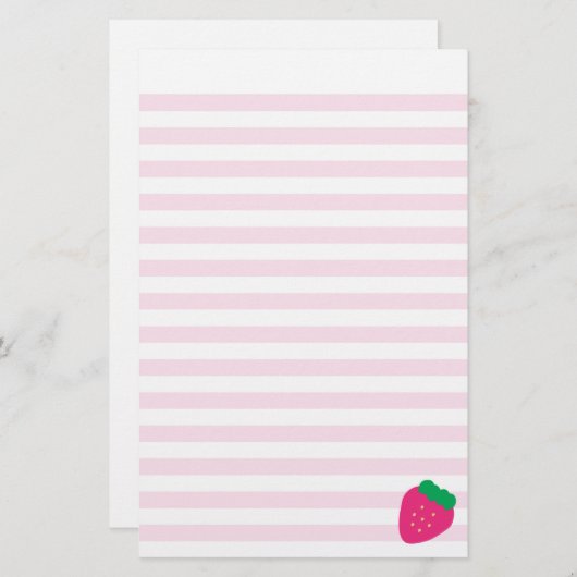 Papeterie rayée de fraise douce (Devant / Derrière)