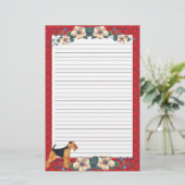 Papeterie rayée florale de ruban rouge (Debout devant)