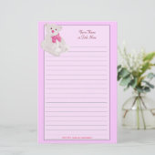 Papeterie rayée par nounours rose (Debout devant)