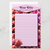 Papeterie rayée par rose de rougissement (Devant / Derrière)