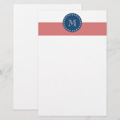 Papeterie Rayures blanches motif, monogramme de pêche de (Devant / Derrière)