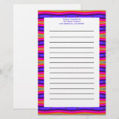 Papeterie rayures bleues roses (Devant / Derrière)